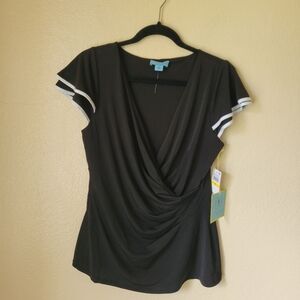 NWT CeCe- Wrap Ruffle Sleeve Blouse Medium